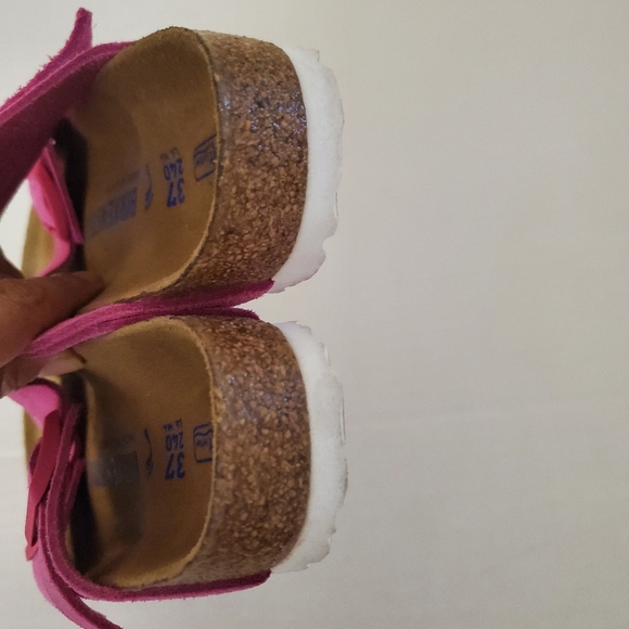 Birkenstock Arizona Soft Footbed Suede Leather Fuchsia Tulip Sandal Women's 37/6 - Picture 7 of 8